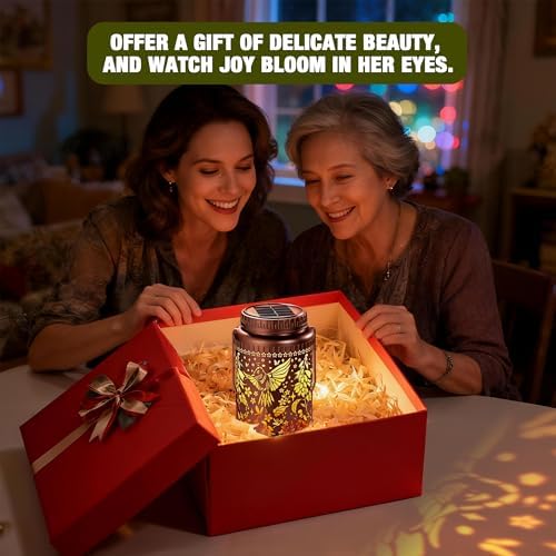 Cooo 4 Pack Solar Lanterns Outdoor Waterproof Hummingbird Red_Sage Solar Pathway Lights Landscape Path Christmas Gifts for Women Mom Grandma Outdoor Table Lamps Garden Yard Backyard Decor -Rose Gold - Image 6