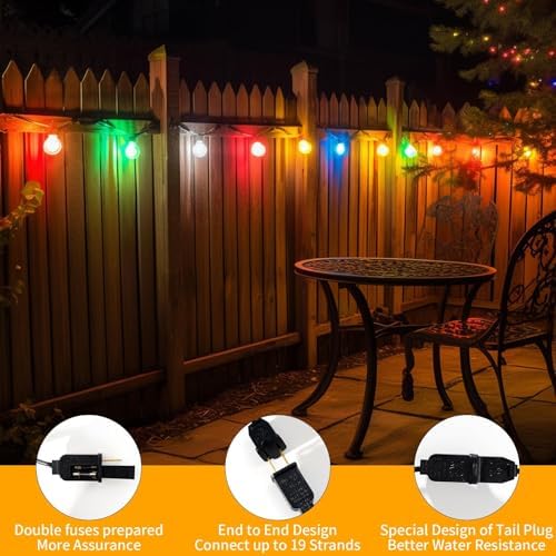 40 ft 25 Multicolor G40 LED Outdoor String Light, Plug-in Globe Patio Light - Image 7