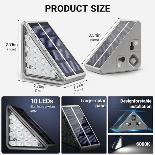 NIORSUN Outdoor Step Lights, 8 Pack Solar Stair Lights Outdoor Waterproof IP67 Auto On Off, Solar Lights for Steps,Stair,Patio,Yard,Porch,Front Door,Sidewalk,Deck Decor,Cool White - Image 2