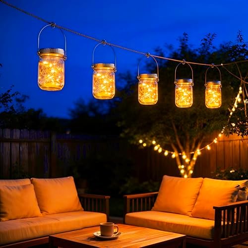 Cooo 12 Pack Upgraded Solar Mason Jar Lid with 30 LED Firefly Light – 215% Larger Solar Panel, Waterproof Anti-Rust Cover, Fits Standard Mouth (Included Hanger Not Included Jar), for Patio Garden - Image 3