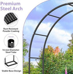 Sunexinlo Garden Arch Trellis with Base, 5.3'W x 7.6'H or 7.9'W x 6.3'H Wedding Arch, Metal Garden Trellis for Climbing Plants Outdoor Wedding Christmas Bridal Party Decoration, Black - Image 3