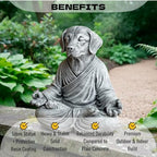 OLOMA Concrete Meditation Dog Statue Heavy Solid Stone Sculpture Weather Resistant Outdoor Indoor Yard Patio Accent Decor Feature Decorative Garden Accent Feature - Image 3