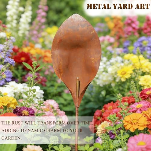 48" H Rusty Metal Garden Stake, Naturally Rusting Metal Plant Garden Art - Image 5