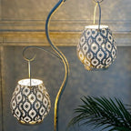 TRIROCKS Set of 12 Moroccan Decorative Lamps 8'' High Battery Powered Cordless Lamp Metal Table Lamps with Fairy Lights Bulb for Home Room Garden Yard Party Events Tabletop Indoor Outdoor(White) - Image 4