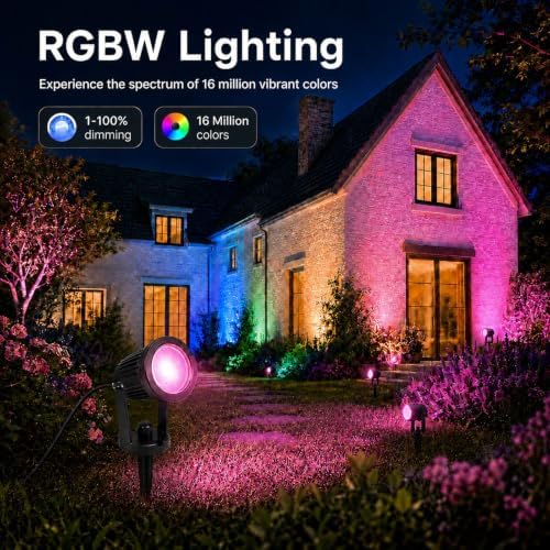 Outdoor Lights,15w Spot Lights Outdoor with US Plug and Remote Control, 12V APP Control Landscape Spotlights,Waterproof, Dimmable with Timer - Image 2