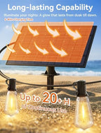 Brightever 150FT Solar String Lights Outdoor Waterproof with Remot, 55+2 Shatterproof ST38 LED Bulbs, Dimmable & 3 Lighting Modes, Warm White Solar Patio Lights for Balcony, Deck, Wedding - Image 3