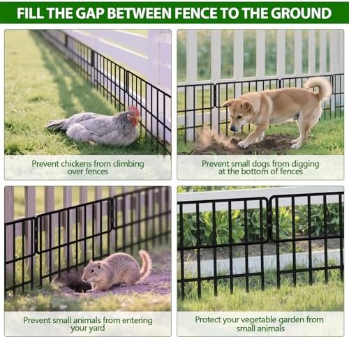 ULIOK Animal Barrier Fence, 16 Panels No Dig Fence 17.3ft(L) x12in(H), Garden Fences for Rabbits and Dog Ground Defense, Rustproof Metal Fences Border, Fencing Bottom Blocker for Outdoor Yard Patio - Image 5