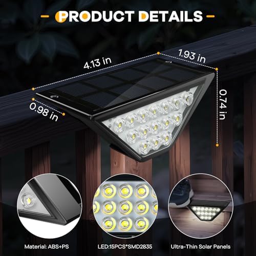 BKBB PPBB Solar Step Lights for Outside, Solar Stair Lights Outdoor Waterproof, Deck Step Lights for Fence, Patio, Yard, Porch, Front Door, Sidewalk, Garden, Patio Decor (6, Cool White) - Image 5