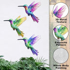 John's Studio 3Pcs Metal Hummingbird Wall Decor Outdoor Garden Hanging Art Sculptures Home Theme Decorations for Kitchen Bathroom and Pool - Image 3