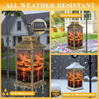Solar Lantern Outdoor Waterproof Passenger Airplane Taking Off Sunset Garden Decor LED Hanging Solar Lights Tabletop Lamp Gifts for Women Mom Outside Yard Patio Porch - Image 3