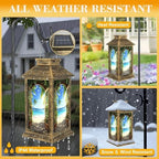 Solar Lantern Outdoor Waterproof Window Beach Sunset Ocean Landscape Palm Tree Tropical Coastal Scenery Garden Decor LED Solar Lights Hanging/Tabletop Lamp Gifts for Women Mom for Outside Yard Patio - Image 3