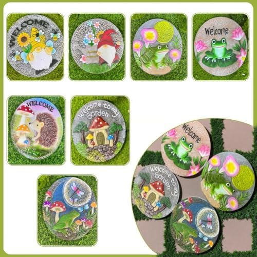 GZHERVICES Stepping Stone Ornaments for Courtyard Decor, Garden Landscape Stepping Stones and Lawn Walkway Pads, Decorative Garden Stones and Patio Path Pavers(Multi-Colored-G) - Image 2