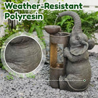Tankana Elephant Waterfall Fountain for Indoor Desktop & Outdoor Use Small Garden Water Feature with LED Light Quiet Mini Cute Table Water Fountains for Patio, Yard, Home Decor - Image 5