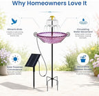 Solar Fountain for Bird Bath Outside, Garden Water Feature with Ground Stake Stand or Hanging Style for Patio, Yard & Lawn (B-XL-Purple) - Image 5