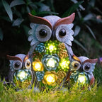 Solar Garden Statue Lights, Owl Family Decor with LED Succulent Flowers, Cute Solar Owl Figurines, Waterproof Resin Outdoor Yard Art for Patio Lawn Porch, Garden Gifts for Women Mom Grandma by Candieslife
