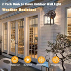 Outdoor Wall Light Fixture, Metal Glass, Bronze, 4 Pack - Image 3
