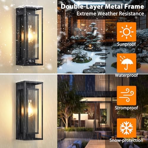 18In Outdoor Wall Lights, Black Front Door Light Fixture 2-Pack - Image 5