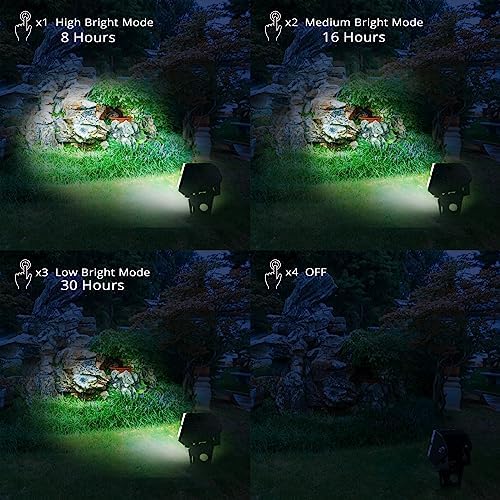 Solar Spot Lights Outdoor Waterproof IP65 Landscape Spotlights with Metal Stake 42ft Cable 3-in-1 Cool White Auto On/Off Dusk to Dawn Uplights for Flag Pole Trees Garden Yard Landscape Downlight - Image 4