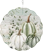 10 Inch Sage Green Pumpkins Fall Wind Spinner for Yard and Garden, Farmhouse Wooden Thanksgiving Hanging Ornaments Outdoor 3D Kinetic Wind Sculpture Spinners Indoor Outdoor Patio Décor Ornaments Gift by Unknown
