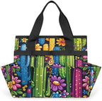 Colorful Cactus Flower Garden Tool Bag with Hard Bottom and 10 Pockets by Unknown