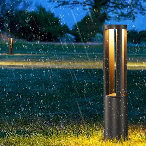 Landscape Path Light Waterproof Bollard Lighting Modern Outdoor Cylindrical Path Light Waterproof Driveway Lamps Hare Wired Landscape Lighting Outside 3000K LED Bollard Lamp For Garden Yard Patio Lawn - Image 6