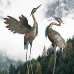 Crane Statues for Garden Decor, Metal Crane Yard Art Statues, 2PCS - Image 3