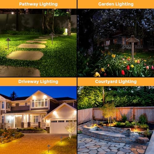 Gardencoin Solid Brass Low Voltage Landscape Pathway Lights (6.7'' Shade, 21.9'' Tall), 12V AC/DC Heavy Duty LED Path Lights Outdoor Wired, Antique Bronze Walkway Lights Without G4 Bulb, 12 Pack - Image 7