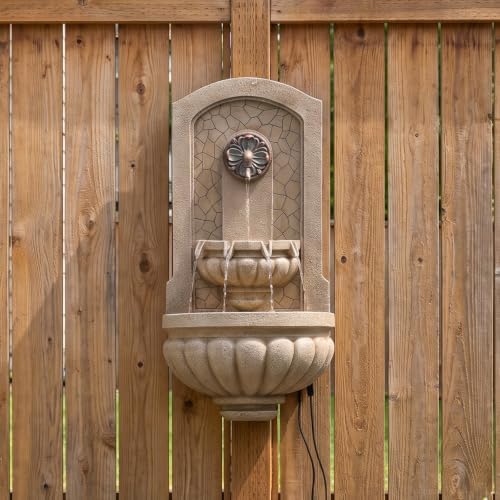 Bumilgar Wall Mounted Water Fountain, European-Style Rustic Grey Beige - Image 6