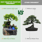 Waterfall Fountain Tabletop, Indoor Fountains Office Tabletop, Desktop Water Fountain with Atomizing Rockery & LED Waterfall, Resin Home Decor - Image 2