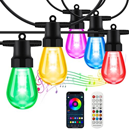 Outdoor String Lights Color Changing, 48FT Patio Lights Outdoor Waterproof by BBG