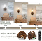 Battery Operated Wall Sconces, Ice Crackle Glass Lampshade Rustic Wall Lights, Non-Hardwired Antique Kerosene Wall Lamps, Vintage Bedside Distressed Wall Sconces Set of 2 for Bedroom Hallway - Image 2