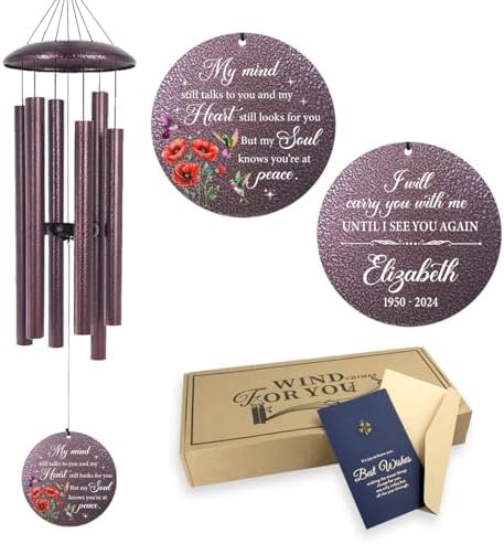 ASTARIN Personalized Memorial Wind Chime for Loss of Loved One 30/36/45 inch, Sympathy Deep Tone Wind Chimes for Mom Dad/Mother Father, Remembrance Gifts for Grief Condolence Funeral by Astarin