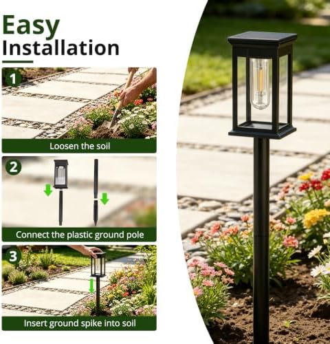 Solar Lights Outdoor Garden Lights Solar Pathway Lights, Waterproof 3000K - Image 7