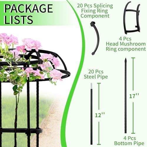 77-Inch Garden Trellis for Climbing Plants,Heavy-Duty Metal Obelisk with Mushroom Top,Stable Support for Potted Clematis,Tomato,Cucumber,Rose,Pea & Vine - Image 3