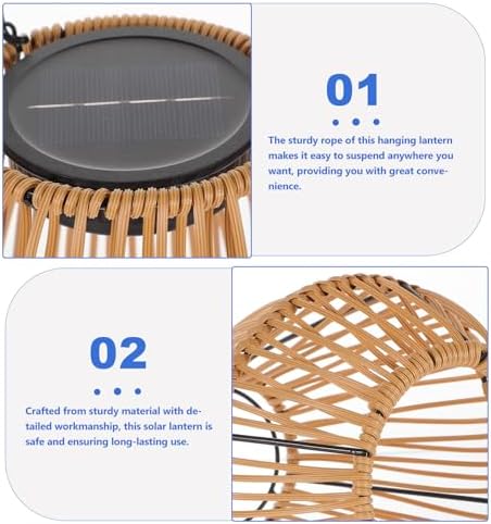 BETOOKY Outdoor Solar Lantern Rattan Hanging Garden Light Solar Powered LED Decorative Lamp for Patio Yard Outdoor Lighting - Image 3