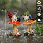 TERESA'S COLLECTIONS Set of 2 Cute Fall Decoration Garden Gnome on Mushroom - Image 3