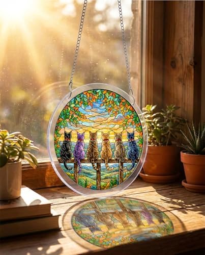 Acrylic Puzzles Suncatcher Window Hanging, 83 Pieces Color Cats Puzzle, Suncatcher for Doors Garden, Mother's Day Christmas Birthday Gifts for Women Men (L - 8.9 * 8.9 in) - Image 4