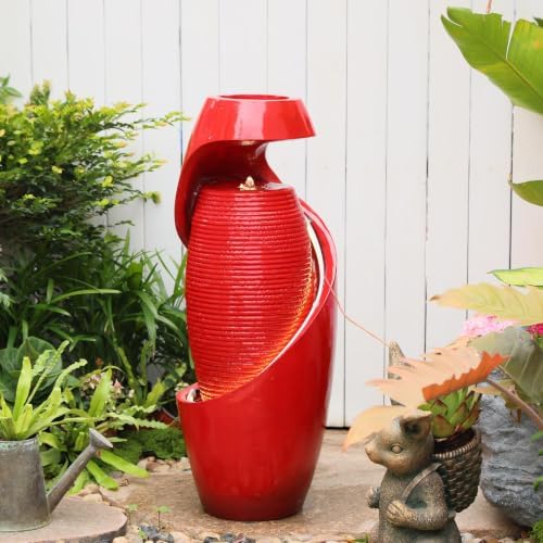 Sunlinua 30H Vase Outdoor Water Fountain with Smoothing Flow by Sunlinua