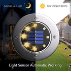 Solar Ground Lights - 8 LED Garden Lights Outdoor, Disk Lights Waterproof In-Ground Landscape Lighting for Lawn Patio Pathway Yard Driveway Deck Walkway Flood Light (Warm White) - Image 2