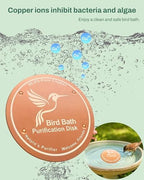 OICEME Bird Bath Purification Disk Pure Copper Backyard Outside Solar Power Wild Hummingbird Pedestal Fountain Cleaner Outside Humming Bee Feeder Cage Dispenser Ground Women Lover Gift - Image 2