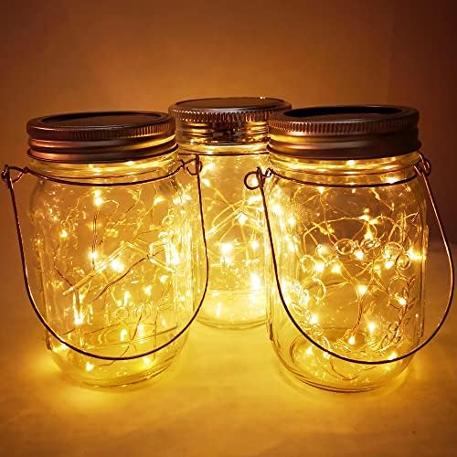 Mason Jar Solar Lights,8 Pack 30 Led Fairy Hanging Jar Lights,Solar Lanterns for Outdoor Patio Party Garden Wedding Christmas Decor Lights(Mason Jars/Handles Included) - Image 6
