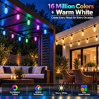 Outdoor String Lights for Balcony - 50FT RGBW Patio Lights with 20 Bulbs - Image 2