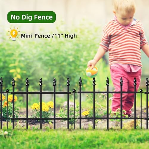 Decorative Metal Garden Fence 11" x 12', Small Fence Border with Stakes - Image 5