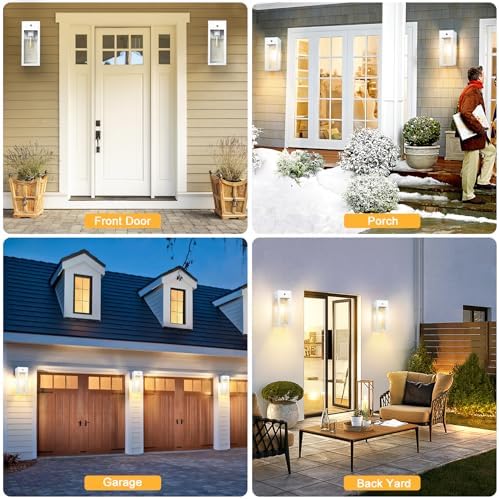 White Porch Lights with Outlet, Dusk to Dawn Outdoor Light, 2Pack - Image 5