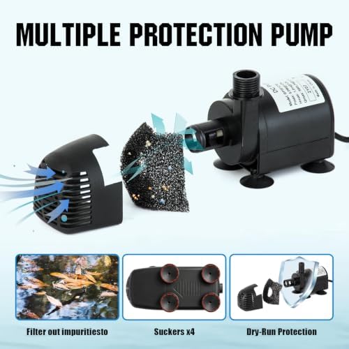 ECO-WORTHY Solar Water Fountain Pump Kit 449 GPH Flow 25W Adjustable Dry-Run Protection Solar Pond Pump Monocrystalline Solar Panel Powered Water Pump for Ponds, Garden, Waterfall, Pool, Birdbath - Image 3