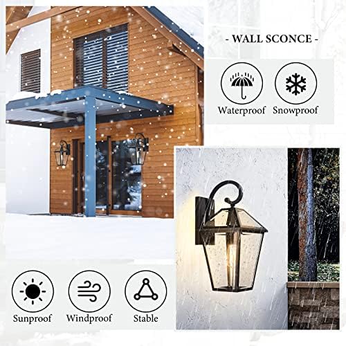 Large Outdoor Light Fixtures Wall Mount 21'' Waterproof Exterior Wall Lanterns with Glass, Outdoor Wall Light, Outside Wall Sconces, Front Porch Lights for House Garage Doorway Patio 1 Pack - Image 5