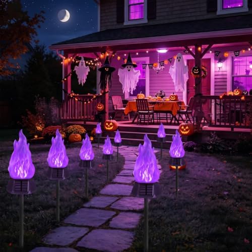 Toodour Solar Halloween Lights Outdoor, 4 Pack Solar Torch Light Waterproof - Image 5