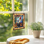 Gnome Making soap Stained Glass Suncatcher – Square Hanging Window Panel for Home, Garden, Nursery, Halloween, Christmas, Memorial Day – Whimsical Glass Art Gift for Gnome Lovers 7jdhqk - Image 3