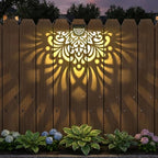 4 Pack Solar Fence Lights Outdoor Wall Lights Plastic Solar Powered Deck Step Stair Lights Mandala Theme Waterproof Fence Solar Light for Garden Post Patio Yard Decor, Gardening Gifts for Women Mom by EKQ