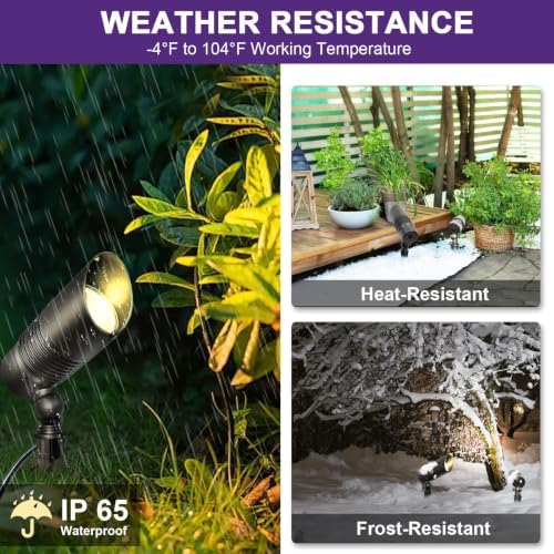 4-Pack Low Voltage Spot Lights, 2700K-5000K Adjustable, 7W, 580LM, IP65 Waterproof, CRI 90+, 12-24V AC/DC, Outdoor Landscape Light for Garden, Yard, Path, Bronze, ETL Listed - Image 6